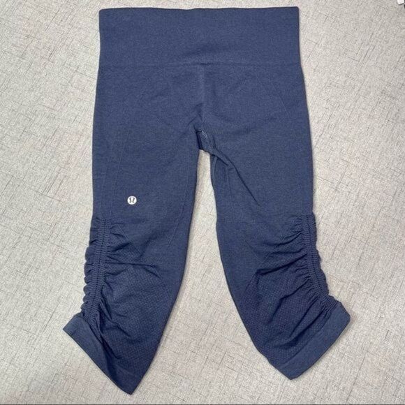 Lululemon In The Flow Crop ll Leggings Navy Blue 6 - Picture 7 of 11